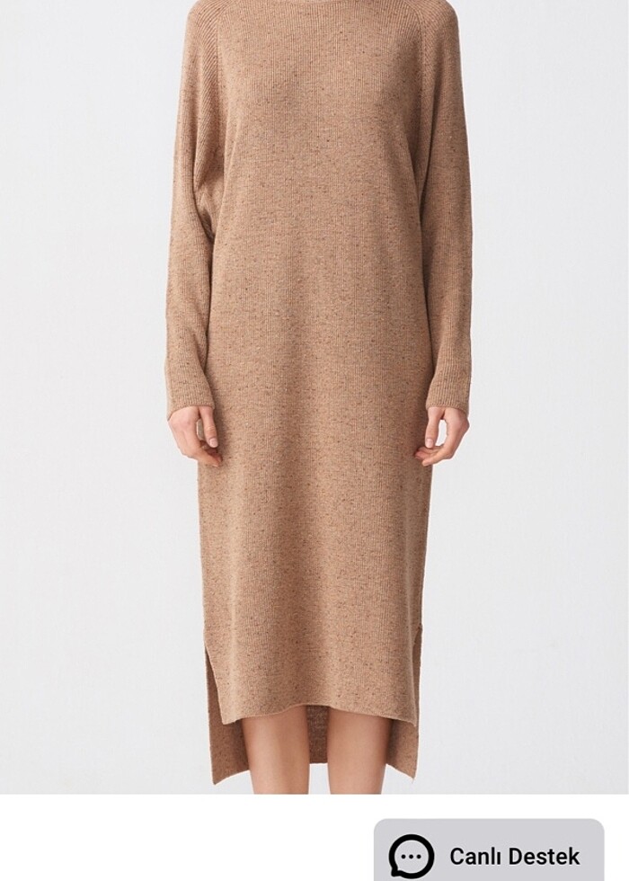 Dilvin Bisiklet yaka Yarasa Yırtmaçlı Elbise - Görsel 3