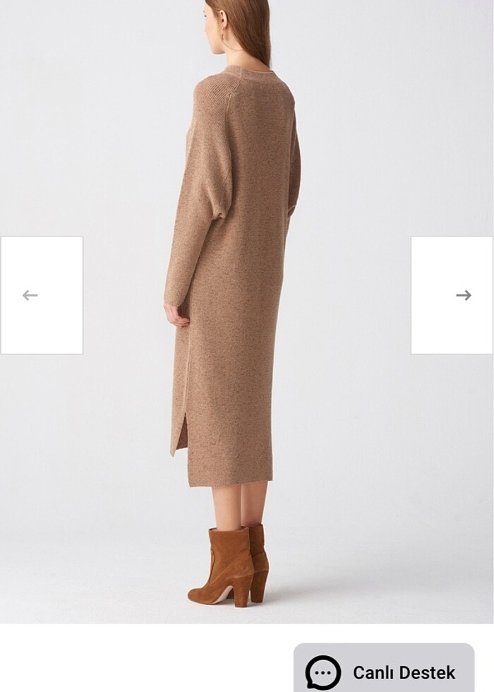 Dilvin Bisiklet yaka Yarasa Yırtmaçlı Elbise - Görsel 4