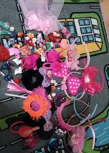 Pembe Desenli Kurdeleli Çocuk Saç Aksesuarları