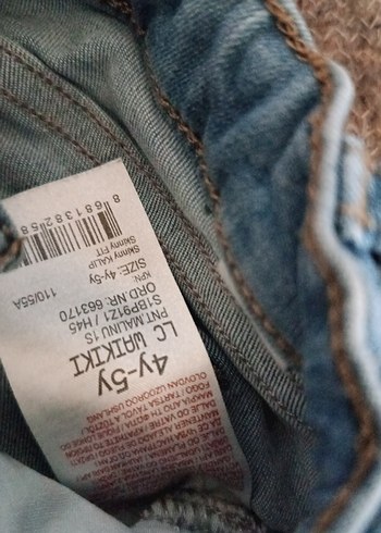 4 Yaş Beden mavi Renk Kot Pantolon Detaylı