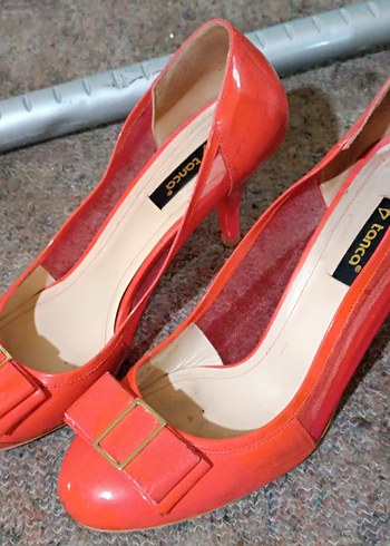 Kırmızı Fırfırlı Dolgu Topuklu Stiletto - Görsel 4