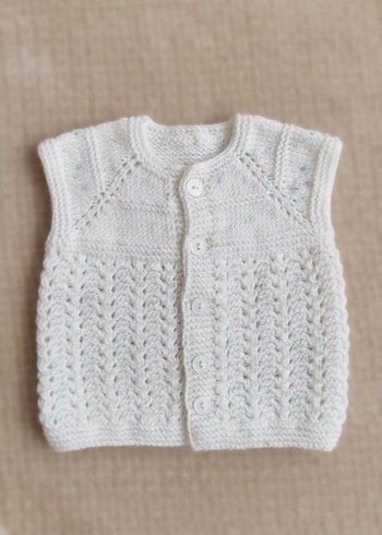Örgü Beyaz Kolsuz Yelek - Görsel 2