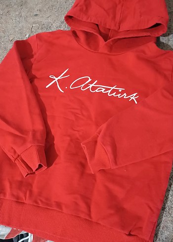 Kırmızı Kapüşonlu Erkek Sweatshirt - Görsel 2