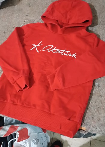 Kırmızı Kapüşonlu Erkek Sweatshirt - Görsel 4