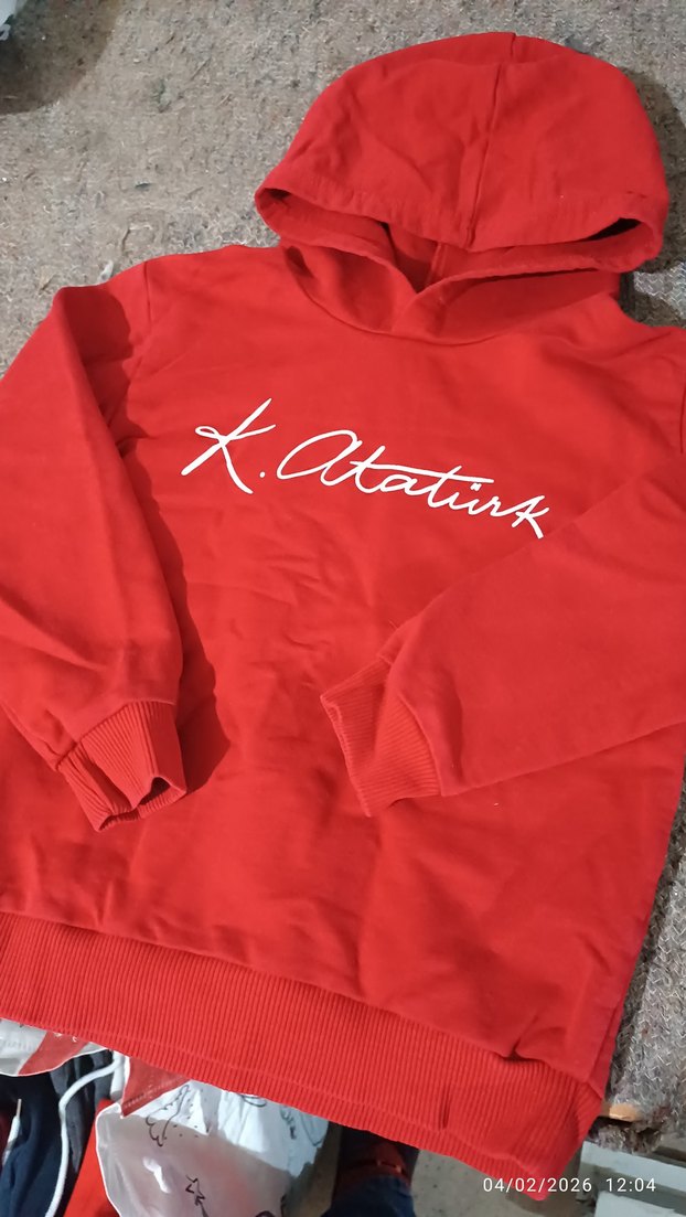 Kırmızı Kapüşonlu Erkek Sweatshirt - Görsel 2