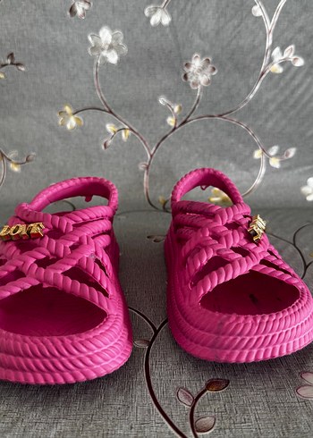 Pembe Yüksek Topuklu Bohem Kadın Sandalet - Görsel 6