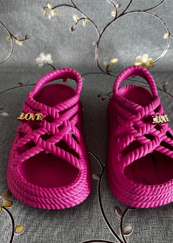 Pembe Yüksek Topuklu Bohem Kadın Sandalet - Görsel 7