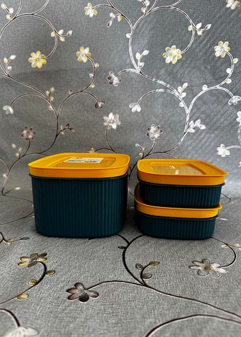 Sarı Kapaklı Mavi Saklama Kutuları Seti - Görsel 2