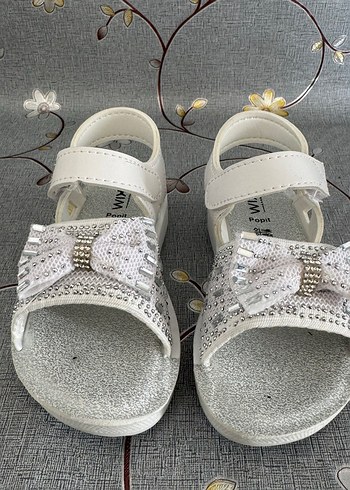 Kız Çocuk Beyaz Yılan Desenli Cırtlı Terlik - Görsel 5