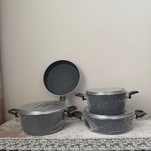  Beden gri Renk 7 parça tencere granit set