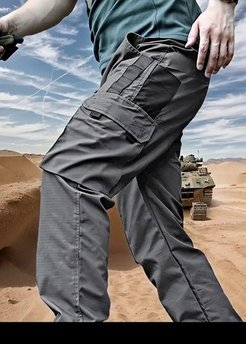 Gri Kamuflaj Desenli Kemerli Erkek Pantolon - Görsel 3