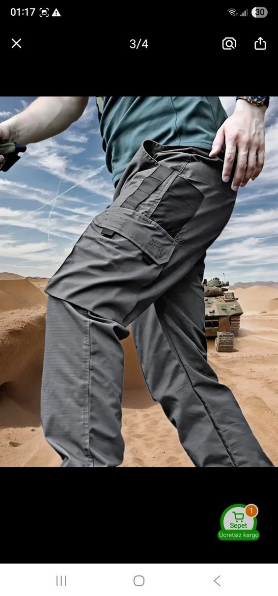 Gri Kamuflaj Desenli Kemerli Erkek Pantolon - Görsel 3