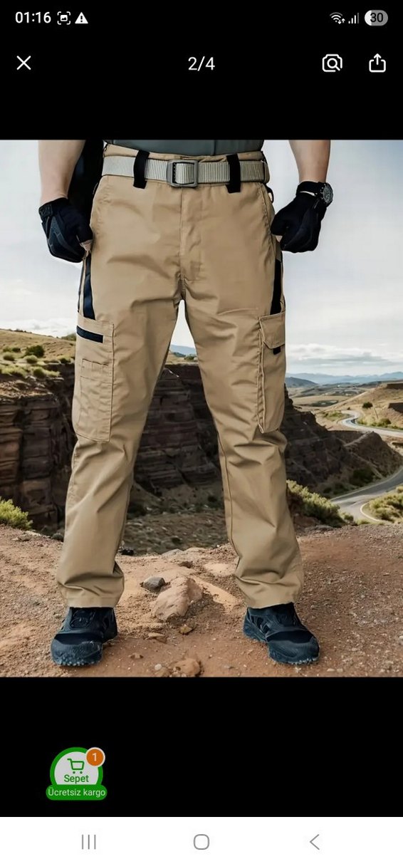 Gri Kamuflaj Desenli Kemerli Erkek Pantolon - Görsel 2