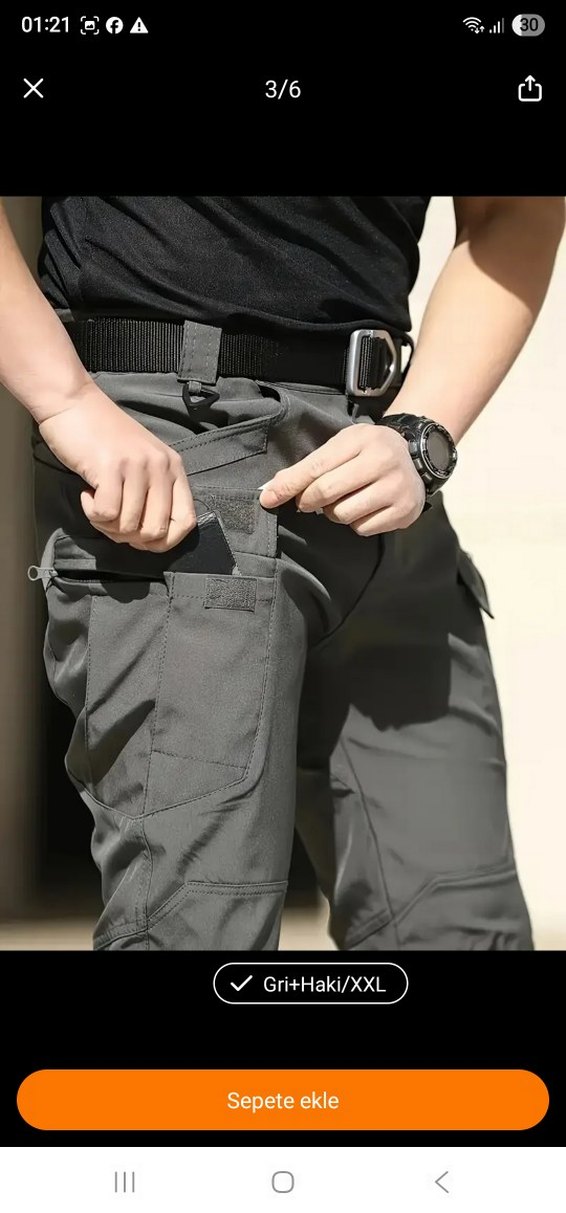 Gri Kamuflaj Desenli Erkek Kemerli Pantolon - Görsel 3