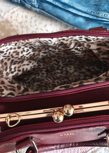 Burgundy Kadın Deri Vintage Çanta - Görsel 5