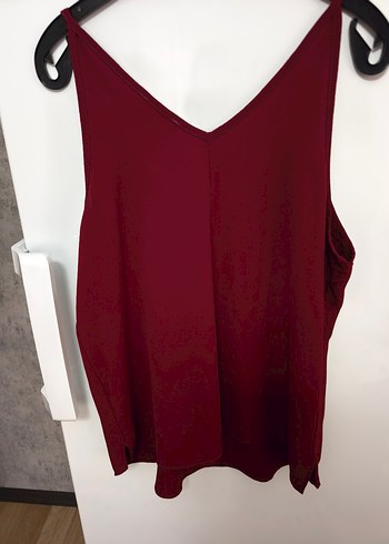 Bordo V Yaka Kadın Kolsuz Bluz - Görsel 2