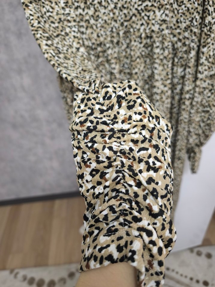 Uzun Kollu Zebra Desenli Hamile Elbisesi - Görsel 5