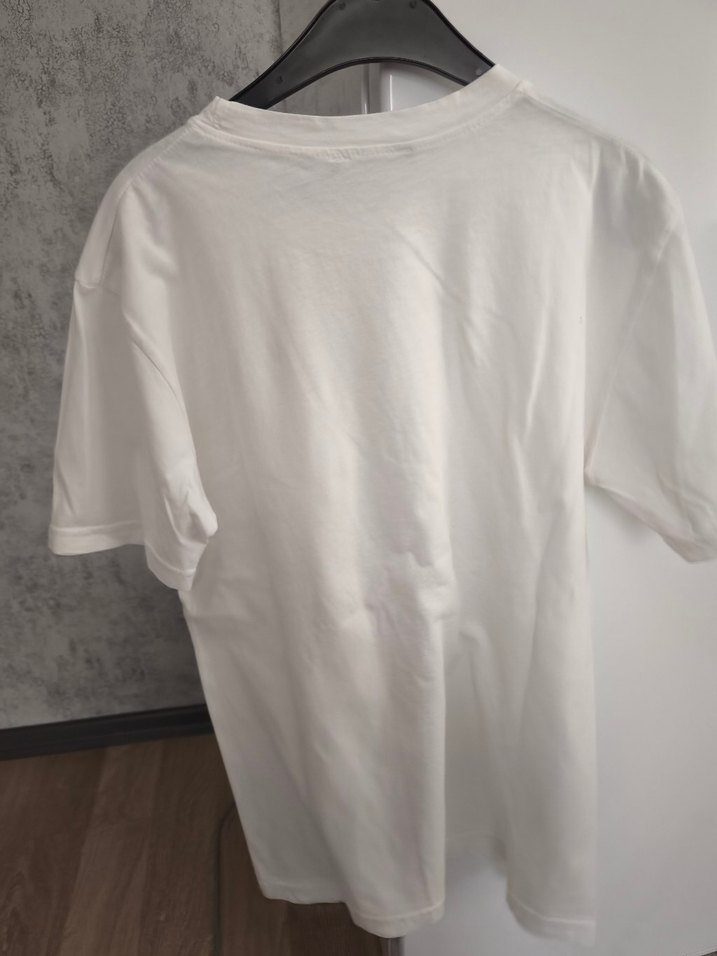 Beyaz Keten Erkek Tişört, Kısa Kollu, Rahat Kesim - Görsel 3