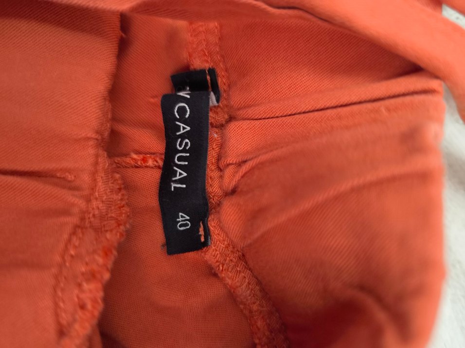 Turuncu Kemerli Bol Kesim Keten Kadın Pantolon - Görsel 3