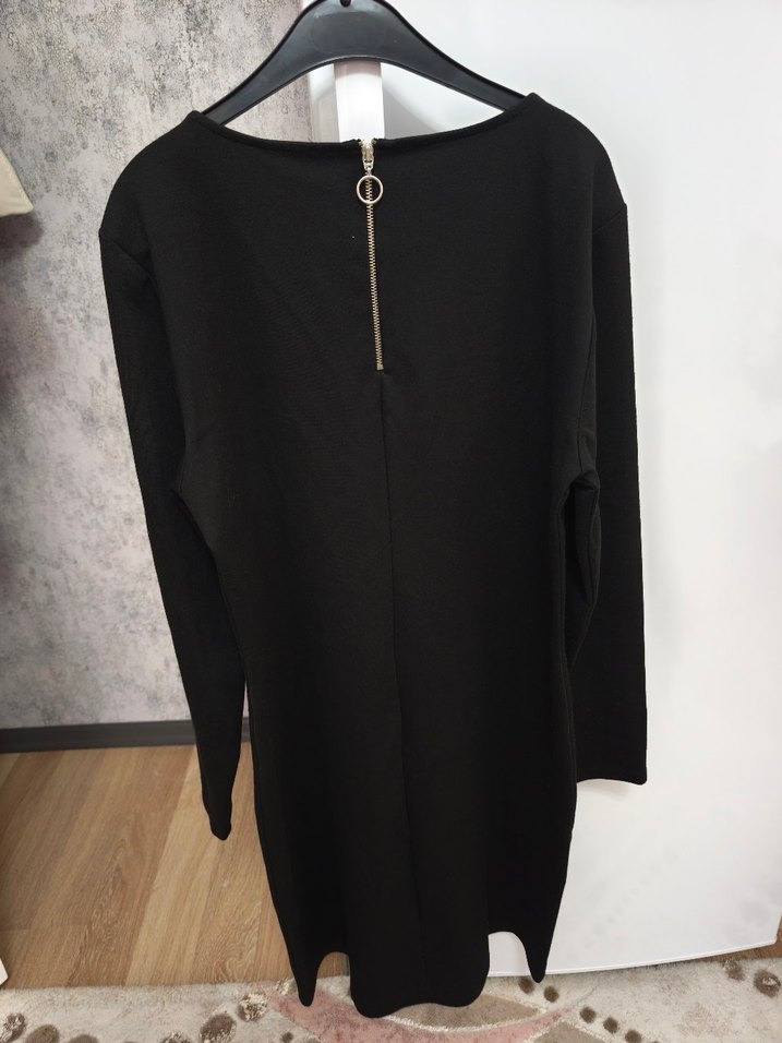 Siyah Midi Triko Elbise - Görsel 2