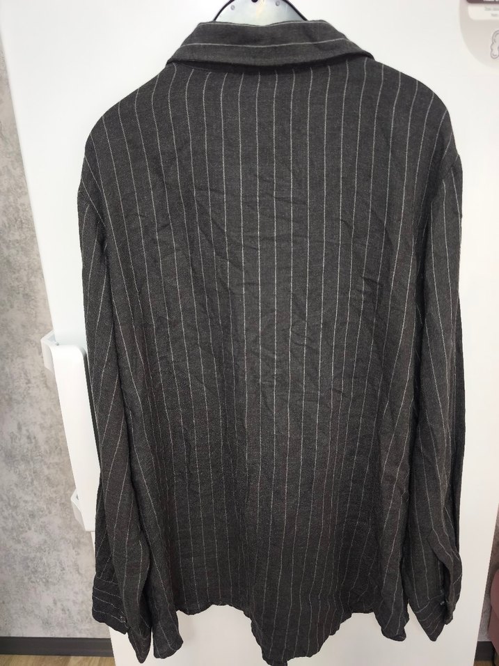 Gri Çizgili Denim Kadın Gömlek - Görsel 3