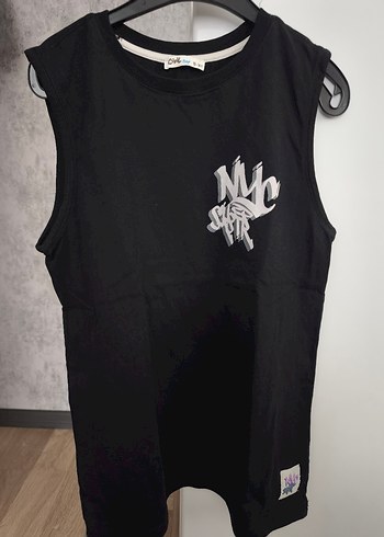 Siyah Baskılı Erkek Çocuk Kolsuz Tişört - Görsel 3