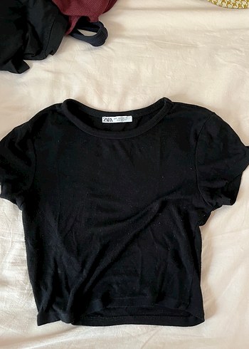 Zara Siyah Kısa Kollu Basic Kadın Tişört