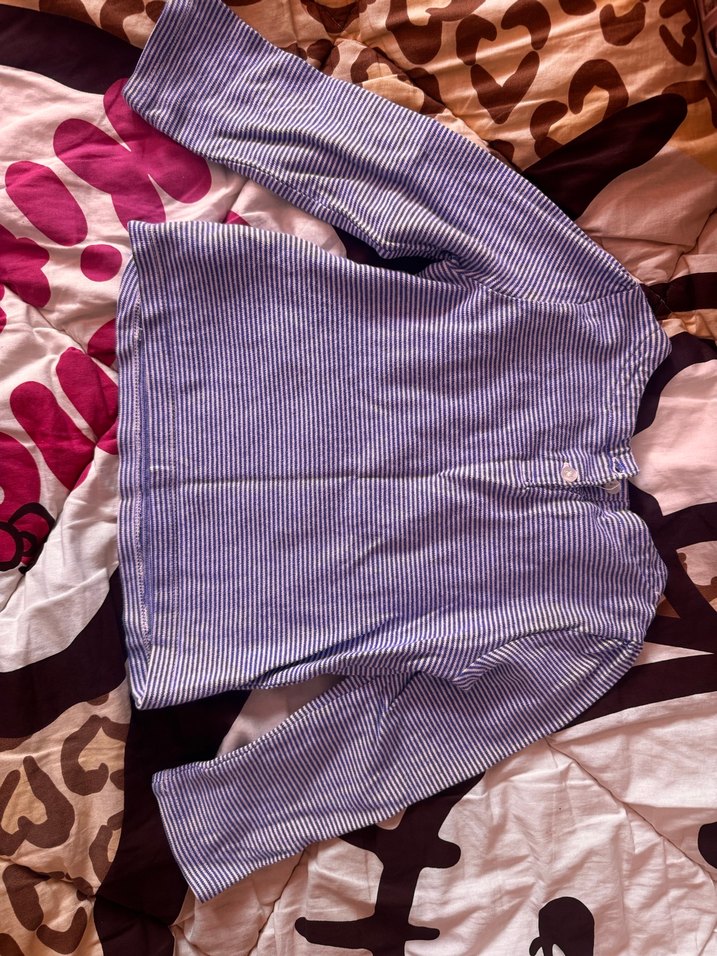 Kız Çocuk Gri Mavi Çizgili Gömlek - Görsel 2