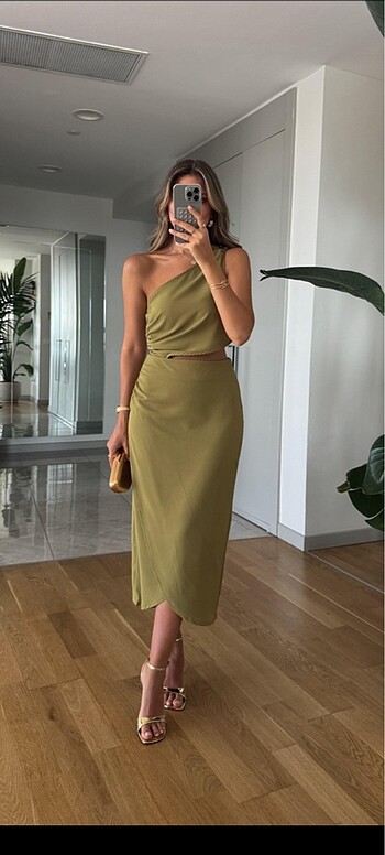 Diğer Yağ yeşili şık elbise helena model