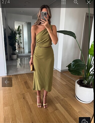 Yağ yeşili şık elbise helena model