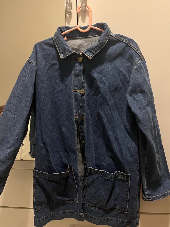 Lacivert Düğmeli Kadın Denim Ceket - Görsel 2