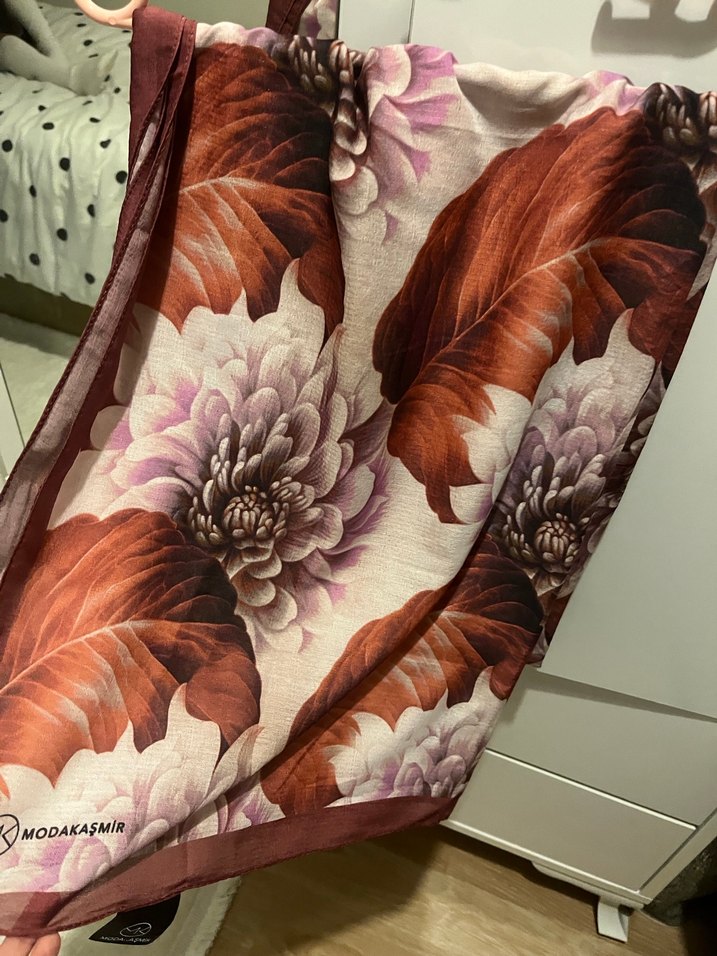 Bordo Bohem Tarz Kadın Şal - Görsel 5