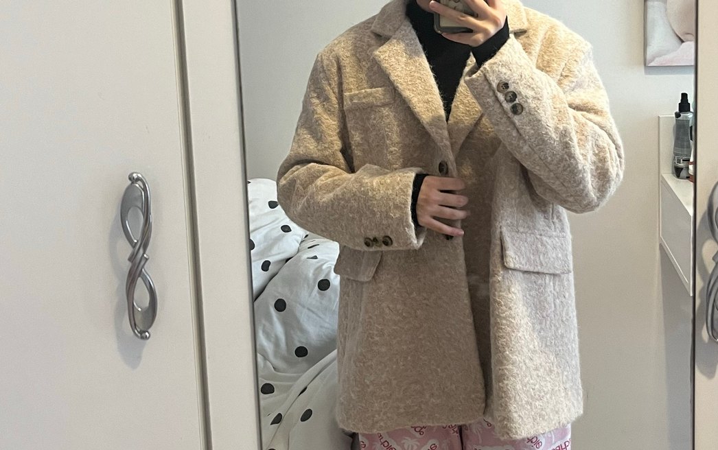 Düğmeli Bej Yün Midi Kadın Kaban - Görsel 2