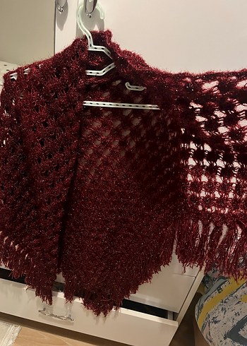 Bordo Örgü Kadın Şal ,çeyizlik ,el işi , bohçalık - Görsel 2