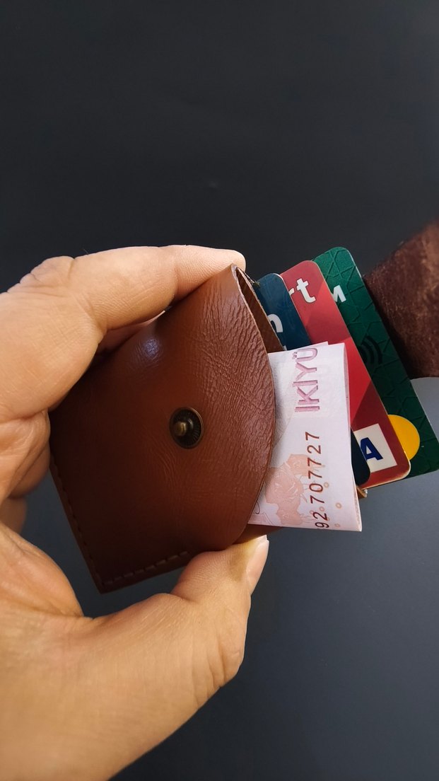 Orjinal el yapımı deri kartlık cüzdan - Görsel 5