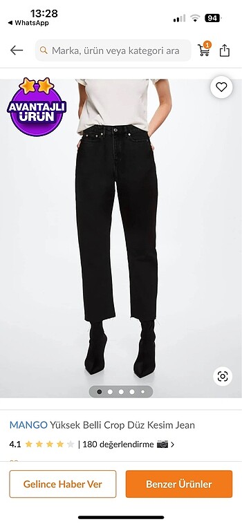Mango Mango yüksek bel crop düz kesim jean