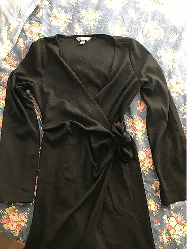 h&m kruvaze yaka midi boy elbise