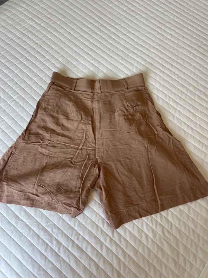 Yüksek Bel Keten Mini Şort - Görsel 3