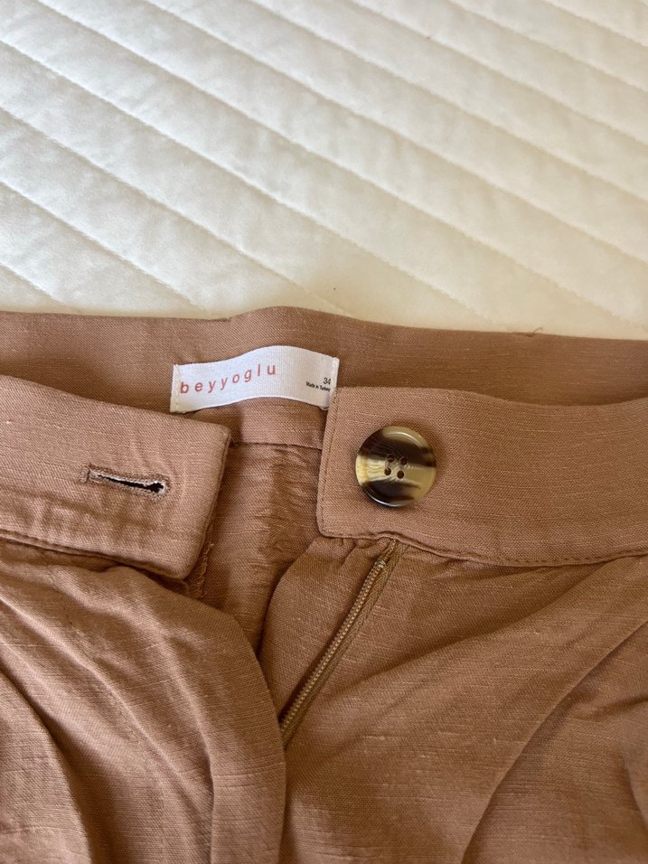 Yüksek Bel Keten Mini Şort - Görsel 2