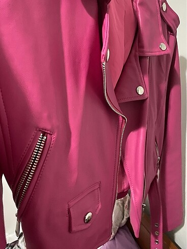 s Beden pembe Renk Bershka Deri Ceket