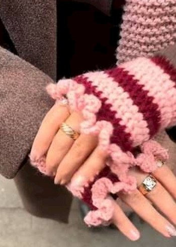 Fırfırlı Örgü Eldiven - Görsel 2