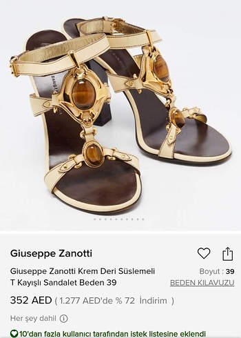 36 Beden Giuseppe Zanotti Krem Deri Topuklu Sandalet