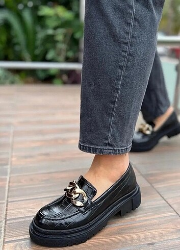 38 Beden siyah Renk Siyah kroko loafer