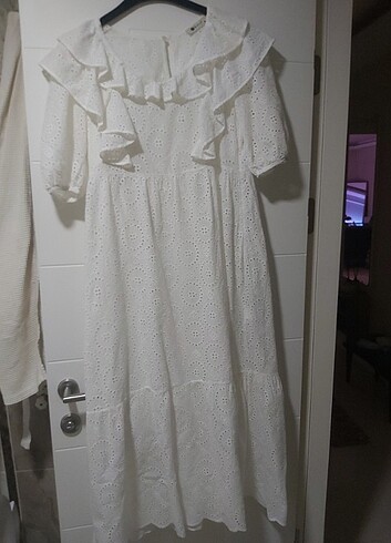 m Beden beyaz Renk Beyaz uzun güpür elbise