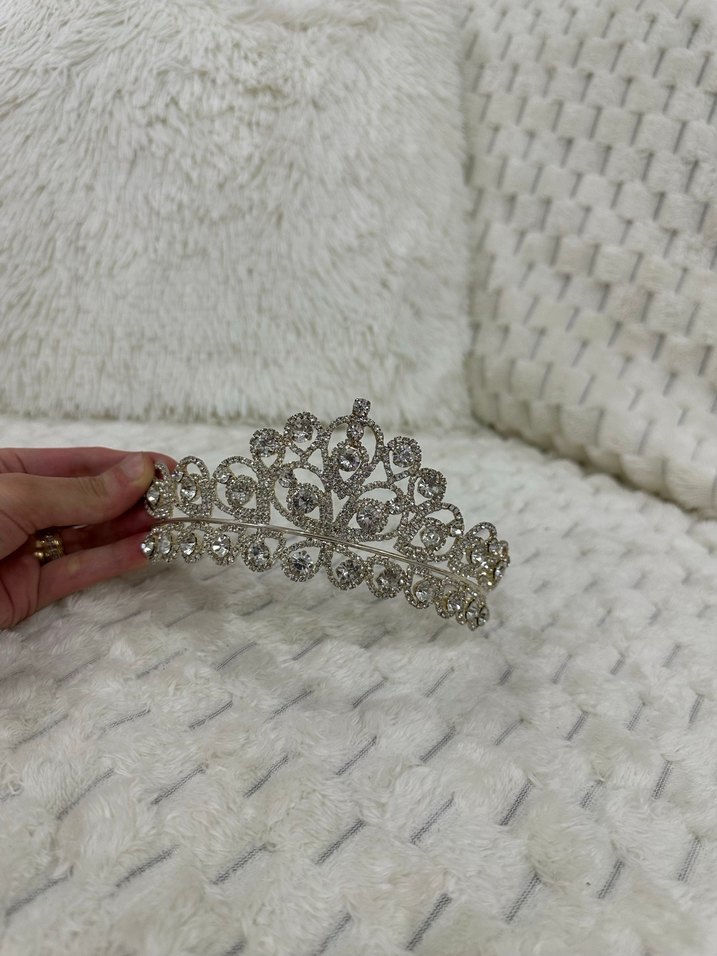 Beyaz Parlak Payetli Gelin Tacı - Görsel 2