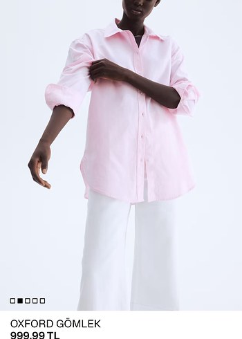 xs Beden H&M Açık Pembe Oxford Kadın Gömlek