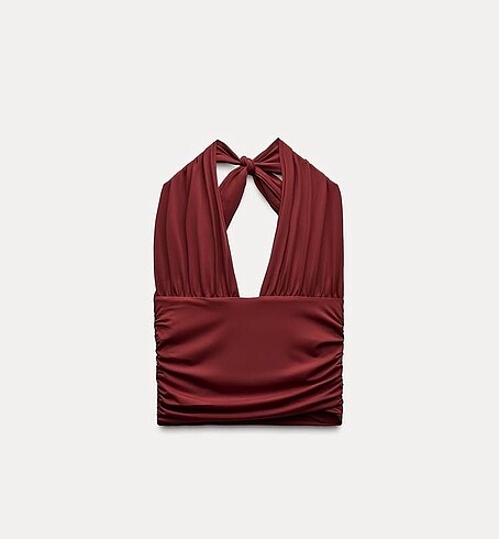 xs Beden Zara halter yaka bordo üst