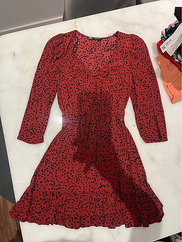 xs Beden bordo Renk Zara elbise