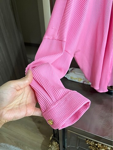 diğer Beden fittilli pembe gömlek