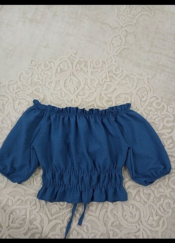 Trendyol & Milla Trendyol Kadın Carmen Yaka büzgülü çok şık crop